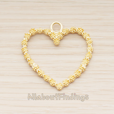 PD.1870-01 // Strobile Heart Frame Pendant, 2 Pc