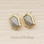 ER.468 // Resin Cameo Hexagon Frame EarPost, 2 Pc