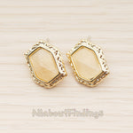 ER.468 // Resin Cameo Hexagon Frame EarPost, 2 Pc