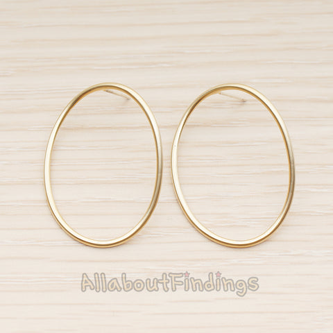 ER.469 // Large Simple Hoop Earpost, 2 Pc