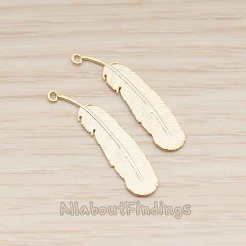 PD.1883 // Long Feather Shape Pendant, 2 Pc