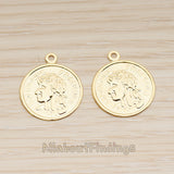 PD.1890 // Small Pressed Francaise Coin Pendant, 6 Pc