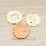 PD.1890 // Small Pressed Francaise Coin Pendant, 6 Pc