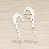 PD.1891 // Braided Hair Girl Face Connect Pendant, 2 Pc