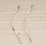 PD.1902 // Wave Bar With Beads Post Pendant, 2 Pc