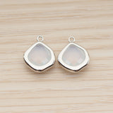 FS.299 // Pear Shape Framed Glass Stone Pendant, 2 Pc