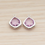 FS.299 // Pear Shape Framed Glass Stone Pendant, 2 Pc