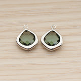 FS.299 // Pear Shape Framed Glass Stone Pendant, 2 Pc