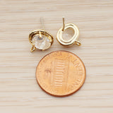 FS.337 // Framed Oval Cut Glass Stone Ear Post, 2 Pc