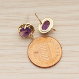 FS.337 // Framed Oval Cut Glass Stone Ear Post, 2 Pc