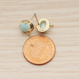 FS.337 // Framed Oval Cut Glass Stone Ear Post, 2 Pc