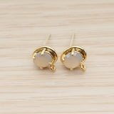 FS.337 // Framed Oval Cut Glass Stone Ear Post, 2 Pc