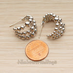 ER.471 // Curved Triple Line Bubble Ear Post, 2 Pc