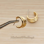 ER.477 // Small Triple Ring Ear Post, 2 Pc