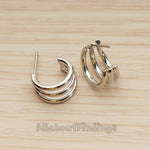 ER.477 // Small Triple Ring Ear Post, 2 Pc