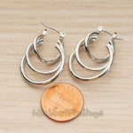 ER.478 // Simple Layered Triple Ring Ear Post, 2 Pc