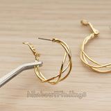 ER.479 // Twisted Triple Vines Ring Ear Post, 2 Pc