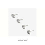 SG.608 // Surgical Steel Cubic Stone Ear Post Earrings [Silver], 2 pc