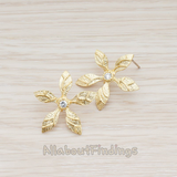 ER.001 // Cubic Zirconia Centered Textured Five Petal Flower Ear Post, 2 Pc