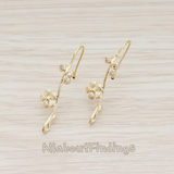 ER.021 // Triple Cubic Zirconia and Flower on Branch Earwire, 2 Pc