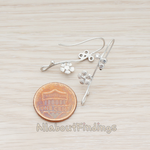 ER.021 // Triple Cubic Zirconia and Flower on Branch Earwire, 2 Pc