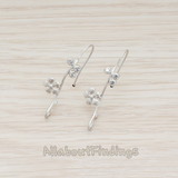 ER.021 // Triple Cubic Zirconia and Flower on Branch Earwire, 2 Pc