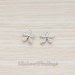 ER.026 // Clear Crystal Cubic Zirconia Setting Five Petal Flower Ear Post, 2 Pc