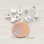 ER.036 // Diamond Shaped Cubic Zirconia and Leaf Ear Post, 2 Pc