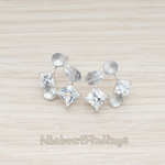 ER.036 // Diamond Shaped Cubic Zirconia and Leaf Ear Post, 2 Pc