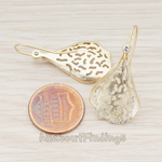 ER.041 // Cubic Zirconia Brushed Textured Teardrop Leaf Earwire, 2 Pc