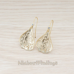 ER.041 // Cubic Zirconia Brushed Textured Teardrop Leaf Earwire, 2 Pc