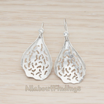 ER.041 // Cubic Zirconia Brushed Textured Teardrop Leaf Earwire, 2 Pc