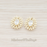 ER.042 // Oval Cubic Zirconia Leaf Arounded Sun Ear Post, 2 Pc