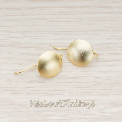 ER.051 // Simple Brushed Button Round Earwire, 2 Pc