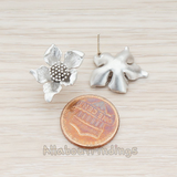 ER.086 // Curved Five Petal Flower with Stamen Ear Post, 2 Pc