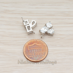 ER.098 // Three Connected Glass Framed Stone Ear Post, 2 Pc