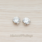 ER.103 // Clear Crystal Cubic Zirconia Round Smooth Framed Ear Post, 2 Pc