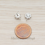 ER.106 // Clear Crystal Cubic Zirconia Flower Ear Post, 2 Pc