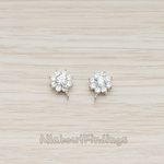 ER.106 // Clear Crystal Cubic Zirconia Flower Ear Post, 2 Pc