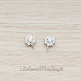 ER.106 // Clear Crystal Cubic Zirconia Flower Ear Post, 2 Pc