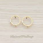 ER.120 // Round Branch with Cubic Zirconia Ear Post, 2 Pc