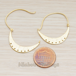 ER.157 // Crescent Moon with Multi Holes Hoop Earwire , 2 Pc