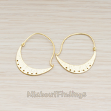 ER.157 // Crescent Moon with Multi Holes Hoop Earwire , 2 Pc