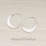 ER.157 // Crescent Moon with Multi Holes Hoop Earwire , 2 Pc