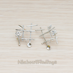 ER.175 // Cross Square Cubic Zirconia and Leaf Ear Post, 2 Pc