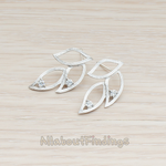 ER.188 // Triple Leaves with Cubic Zirconia Ear Post, 2 Pc