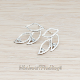 ER.188 // Triple Leaves with Cubic Zirconia Ear Post, 2 Pc