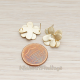 ER.227 // Brushed Petals Double Layer Flower Ear Post, 2 Pc