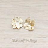 ER.227 // Brushed Petals Double Layer Flower Ear Post, 2 Pc