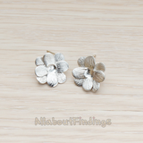 ER.227 // Brushed Petals Double Layer Flower Ear Post, 2 Pc